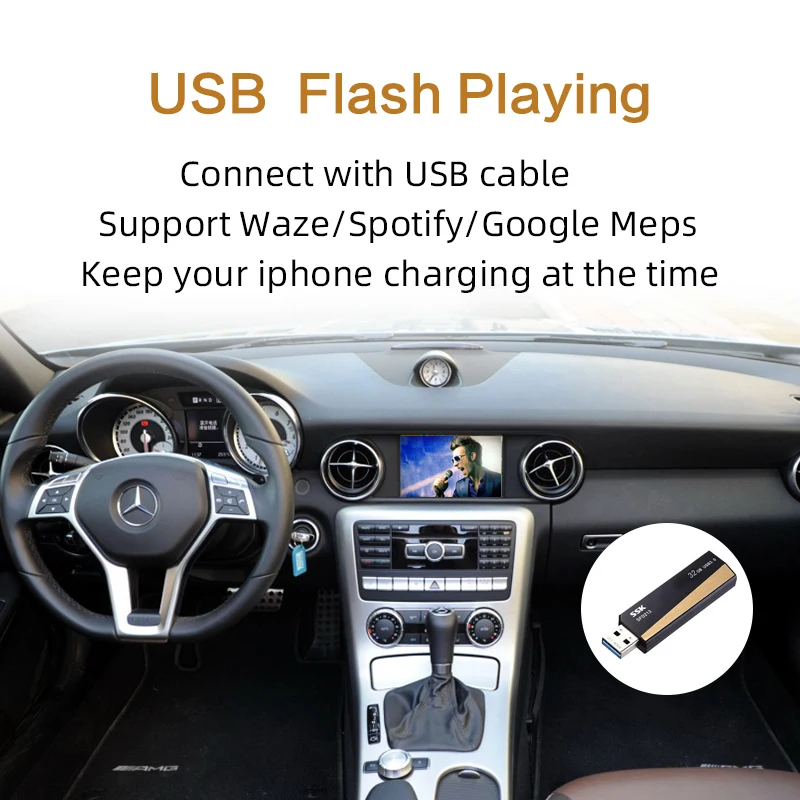 Sinairyu Беспроводной Wi-Fi Apple Carplay для Mercedes SLK class 2011- NTG4.5/NTG4.7 Apple Car play Поддержка камеры заднего вида Waze