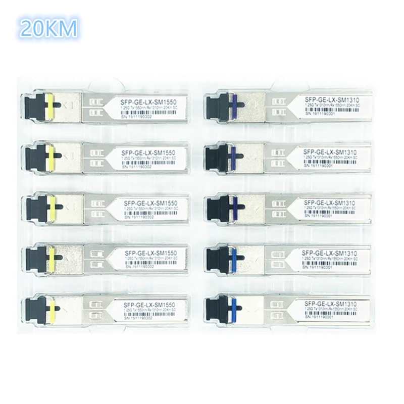 SC SFP Fiber optic module 1.25G SC 20KM 1310/1550nm Single Fiber SFP Optical Module Transceiver FOR ONU OLT5 pairs compatibility wdm tx 1310 20km 100mbps sfp fiber transceiver 40 to 75c