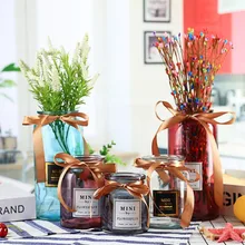 Ins цветная стеклянная ваза для цветов, украшение стола для гостиной, водная гидропоника, сухая ваза для цветов, водонепроницаемый зеленый горшок для растений