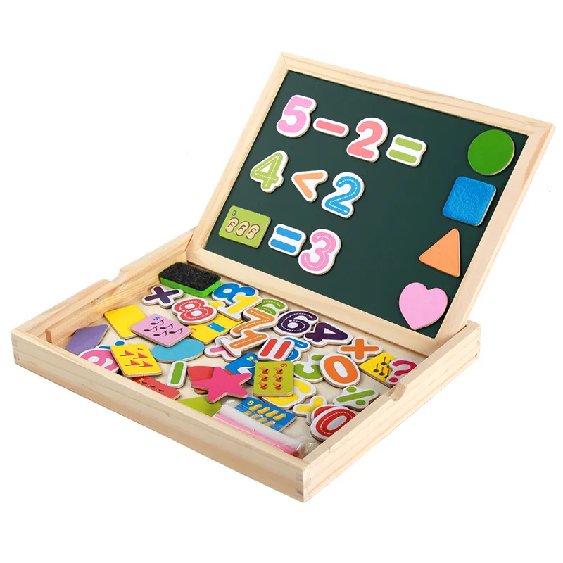 

Wood Mom with Numbers Shape Drawing Board Preschool Learning Double-Sided Sketchpad Lettered Pinyin with Numbers Painted Black/W