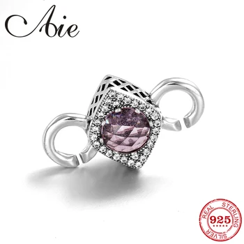 

925 Sterling Silver pink Zircon Charm Hollow out Beads Fit Hard Rubber X Bracelets jewelry DIY Couple models Bracelet