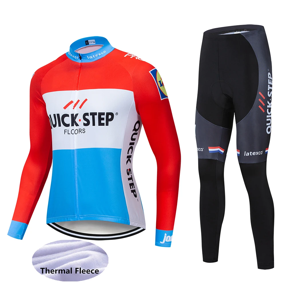 UCI Pro Команда Quick Step зимний флисовый Велоспорт Джерси комбинезон комплект молотки de Cliclismo Invierno велосипед Костюмы