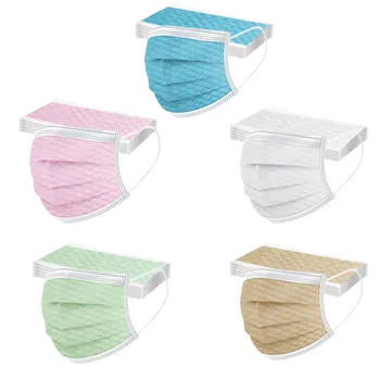 

50pc Adult's Protective Mask Disposable Mix Solid Color Facemask Three-layer Non-woven Masque Elastic Earloop Mascarillad