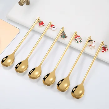 

Christmas Ornaments Coffee Spoon Stainless Spoon Christmas Gift Box Set Christmas Decorations for Home Christmas Gift Navidad