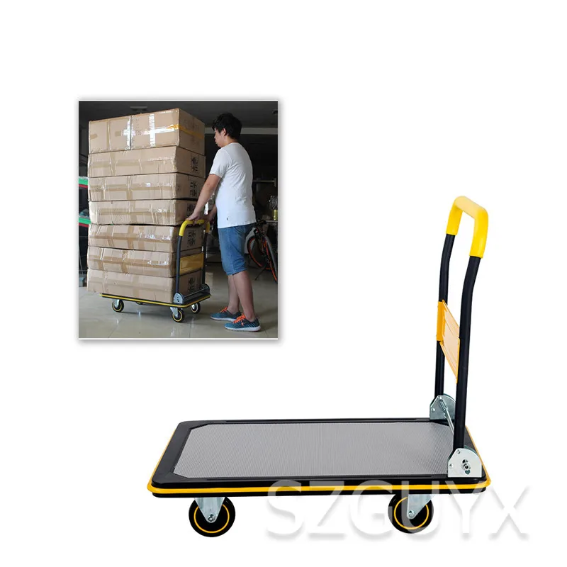 Metal material lightweight mute wheel anti-static folding trolley flat car push truck logistics trailer tool cart | Инструменты