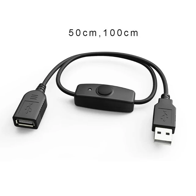 Cable extensor USB 2,0/3,0, sincronización de datos, con interruptor de  encendido y apagado, indicador LED para Raspberry Pi PC, ventilador,  lámpara LED - AliExpress