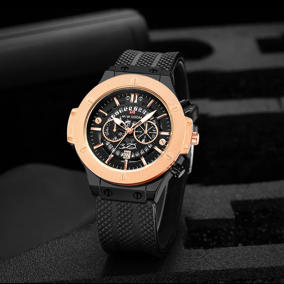 

Gold Black Watches For Men Sports Analog Big Watch Men Fashion Unique Dial Quartz Wrist Watch Male Waterproof Military Clock Man
