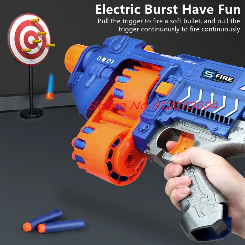 DIY Self-Assembly Electric Burst Soft Bullet Gun 94CM Rotating Magazine Parent-Child Interaction Long Distance Shooting Kids Toy 4