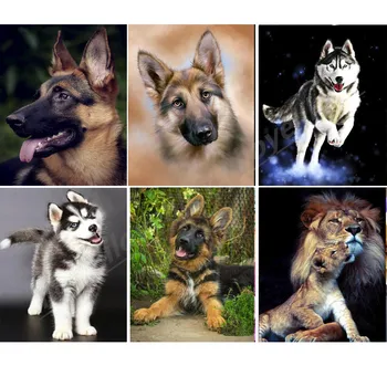 

animal 5D DIY Diamond embroidery dog Full Square/Round Diamond mosaic 5D Diamond painting German Shepherd home decoration FG1557