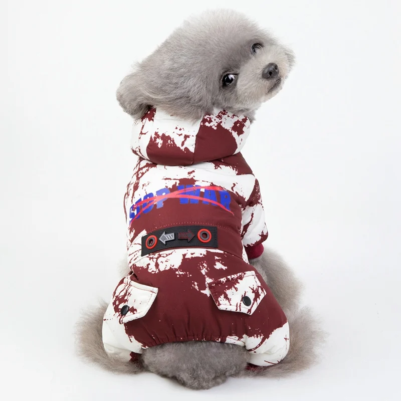 Зимняя одежда для домашних животных Супер теплая 4 Ногая пуховая куртка для маленьких собак водонепроницаемая куртка для собак Плотные хлопковые Толстовки для чихуахуа