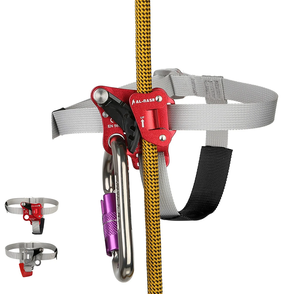 Srt Rock Climbing Foot Ascender Riser With Pedal Belt Grasp Rope Gear Anti Fall Off Left Right