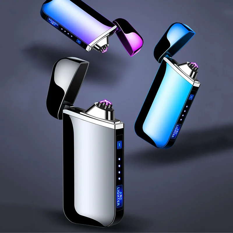 Электрическая зажигалка с подключением к USB Finger print Touch Fire электронная плазменная двойная дуговая Зажигалка Ветрозащитная металлическая зажигалка для сигарет мужской подарок