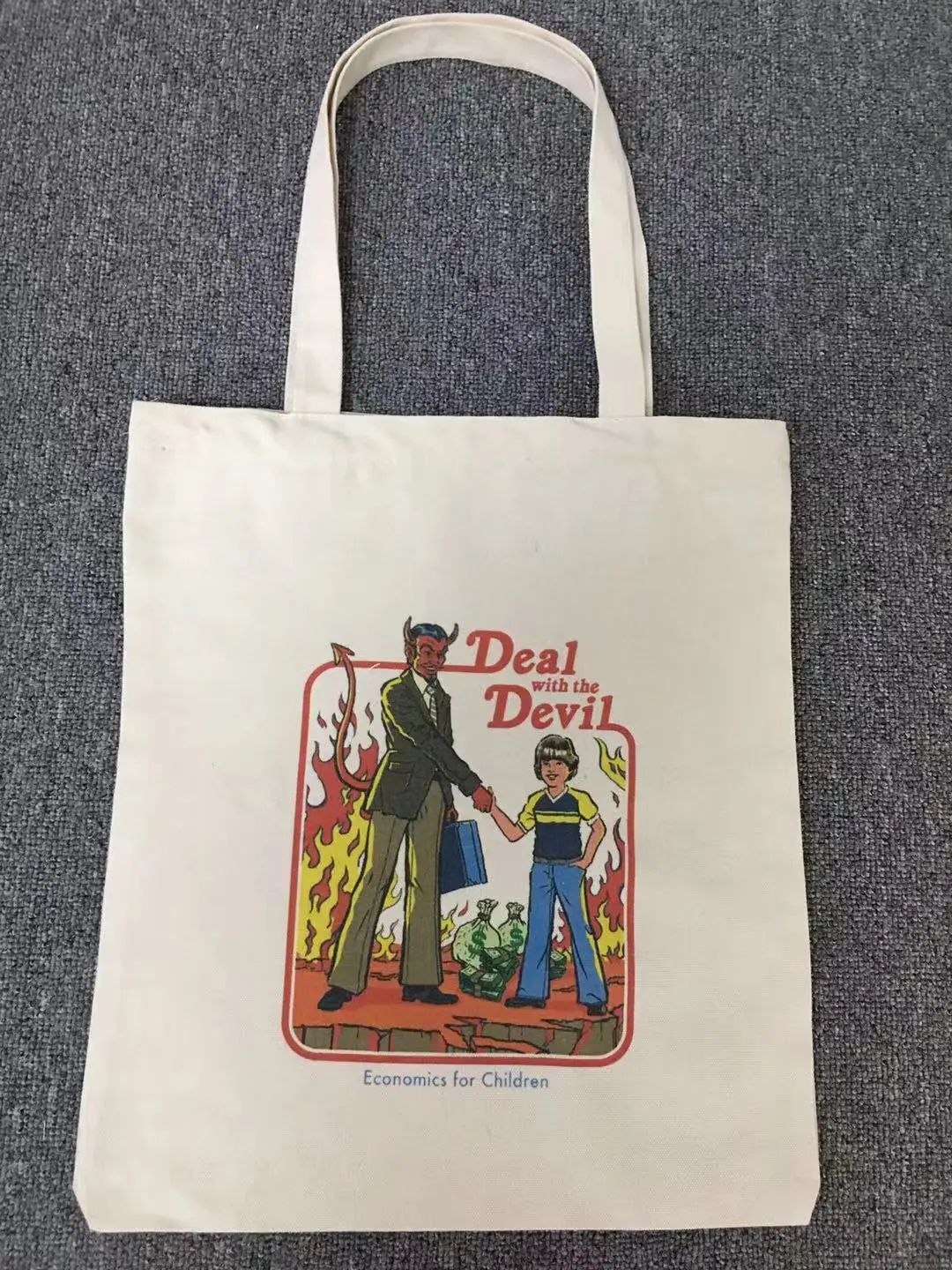 Летняя женская Брезентовая сумка с надписью «злой Дьявол», Большая вместительная винтажная сумка на плечо в стиле Харадзюку, мультяшная Повседневная сумка, женская сумка