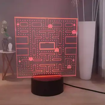 

Gift Lamp For Kids Pac Man Map LED Night Light Cartoon House Decor Table Lamp Cute Baby Bedside Lamp Children Christmas Gift