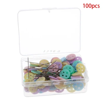 

100 Pcs Push Pins Button Style Positioning Needles For Manual Sewing Patchworks