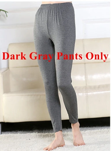 dark gray pants only Mferlier осеннее женское термобелье больших размеров 5XL 6XL 7XL однотонное синее тонкое эластичное женское нижнее белье Топы+ нижнее белье - Цвет: dark gray pants only