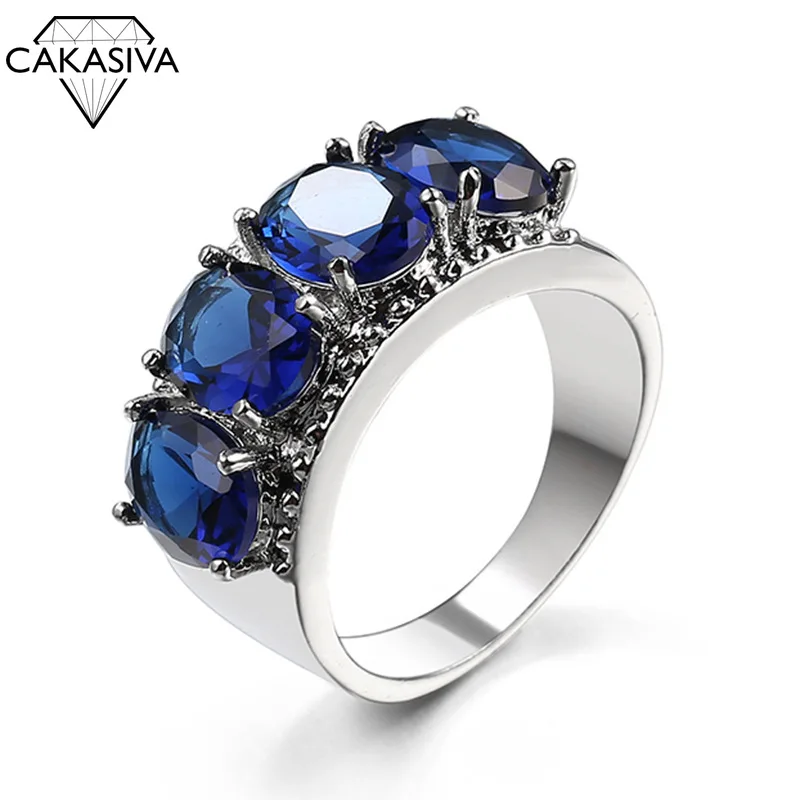 

New 925 Silver 4 Large Gemstone Irregular Personality Designer Ring for Women AAAA CZ Zircon Ring Jewelry
