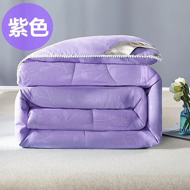 Высококлассное однотонное китайское шелковое одеяло, Осеннее/зимнее шелковое одеяло, шелковое одеяло Qween, двойной размер, одеяло - Цвет: Purple