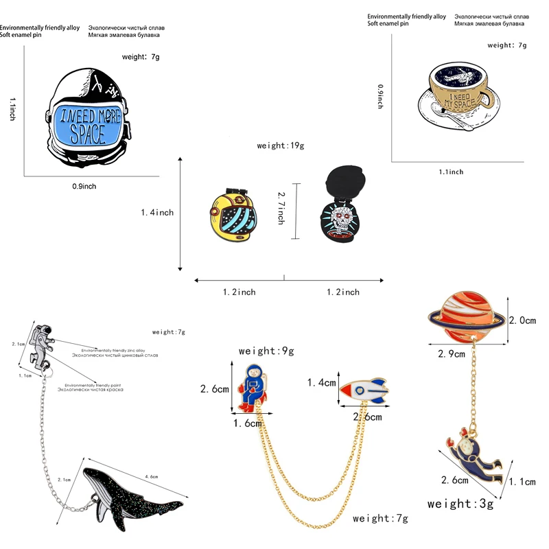 Космонавт нагрудные металлические булавки шлем планета КИТ ракета кофе нужны космические броши значки сумка эмаль булавки ювелирные изделия подарок для друзей