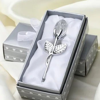 

Wedding Favors or Baby Shower Gifts Silver Stem Clear Crystal Rose