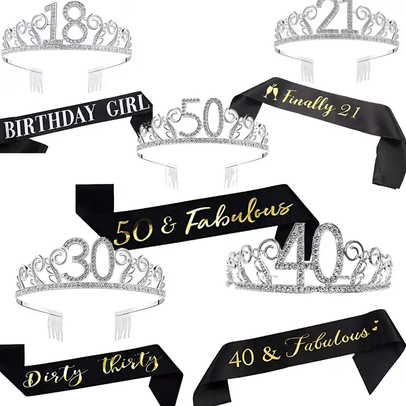 Тиара корона принцессы пояс 18th 20th 21st 30th 40th 50th, 16, 18, 20, 21 30 40 50 лет с днем рождения Нарядная, для девочек украшения подарок