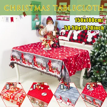 

New Year Christmas Tablecloth Kitchen Dining Table Decorations Home Rectangular Party Table Covers Christmas Ornaments 150x180cm