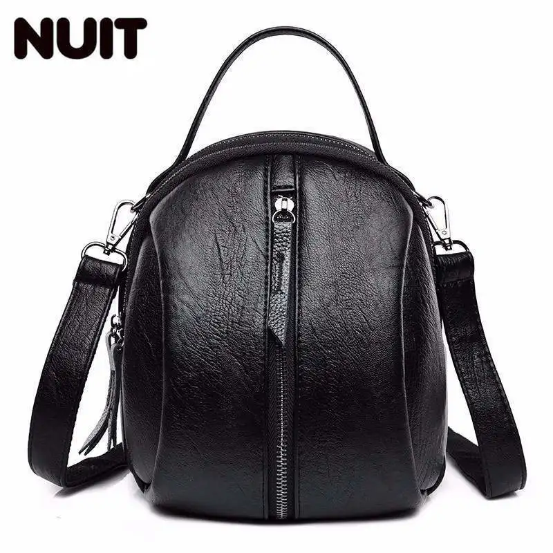 Маленькие кожаные рюкзаки для девочек Mochila Feminina, женские рюкзаки высокого качества, рюкзаки для девочек, винтажные женские рюкзаки - Цвет: black