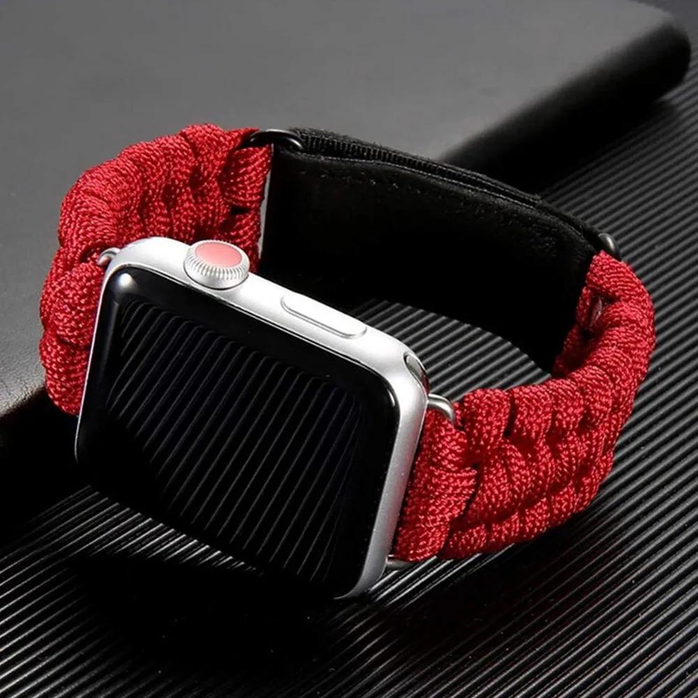 

Outdoors Survival Rope strap For Apple watch band 44 mm 40mm 42mm 38mm Leather iWatch Bracelet Apple watch series 5 4 3 2 1 44mm