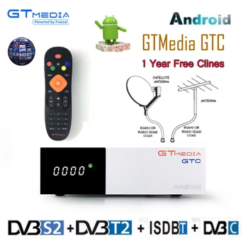 

GTmedia GTC Receptor Android 6.0 TV BOX DVB-S2 DVB-C DVB-T2 Amlogic S905D 2GB 16GB +1 Year cccam Satellite TV Receiver TV Box