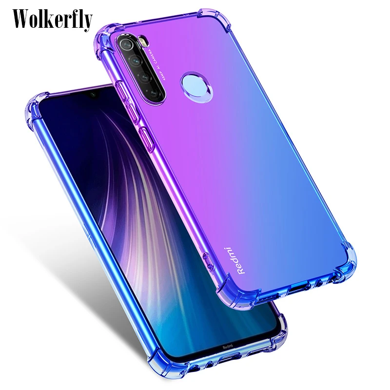 Gradient Armor Silicone Case For Xiaomi Redmi Note 8 Pro Case Transparent Soft TPU Shockproof Bumper Cover For Redmi Note 8 Case