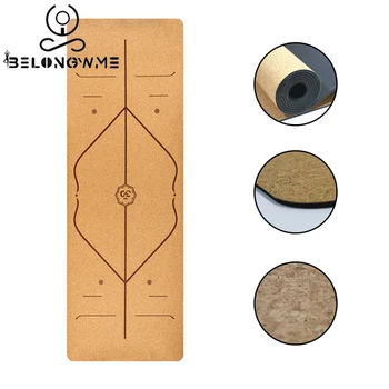 

1830*680*5mm Natural Cork TPE Yoga With Position Line Mat Fitness Gym Sports Mats Non-slip Soft Absorb Sweat Carpet Exercise Pad