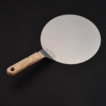 

Anti-scalding Pizza Shovels Wooden Handle Round High Quality Stainless Steel Cake Shovel Baking Tool Kitchen Accessories