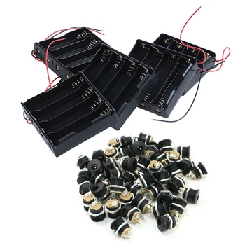 

5 Pcs Plastic Durable Battery Holder Storage Box Case for 4X18650 Battery with 50 Pcs DC Power Plug DC-022 5.5-2.1Mm Hole Thread