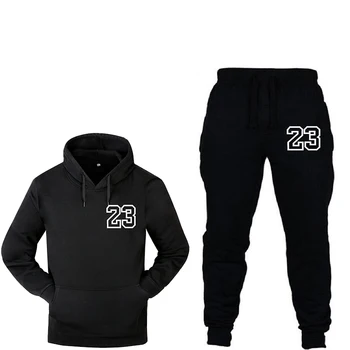 

2020 new thick warm sportswear men's 2 hooded fleece hoodie + track pants tracksuit men's printed sportswear jacket