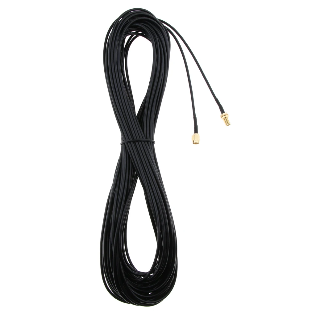 2Pcs Antenna Adapter, RP SMA Male to RP SMA Female Extension Cable Connector for WiFi Wireless Router & Network Card (65.6feet)