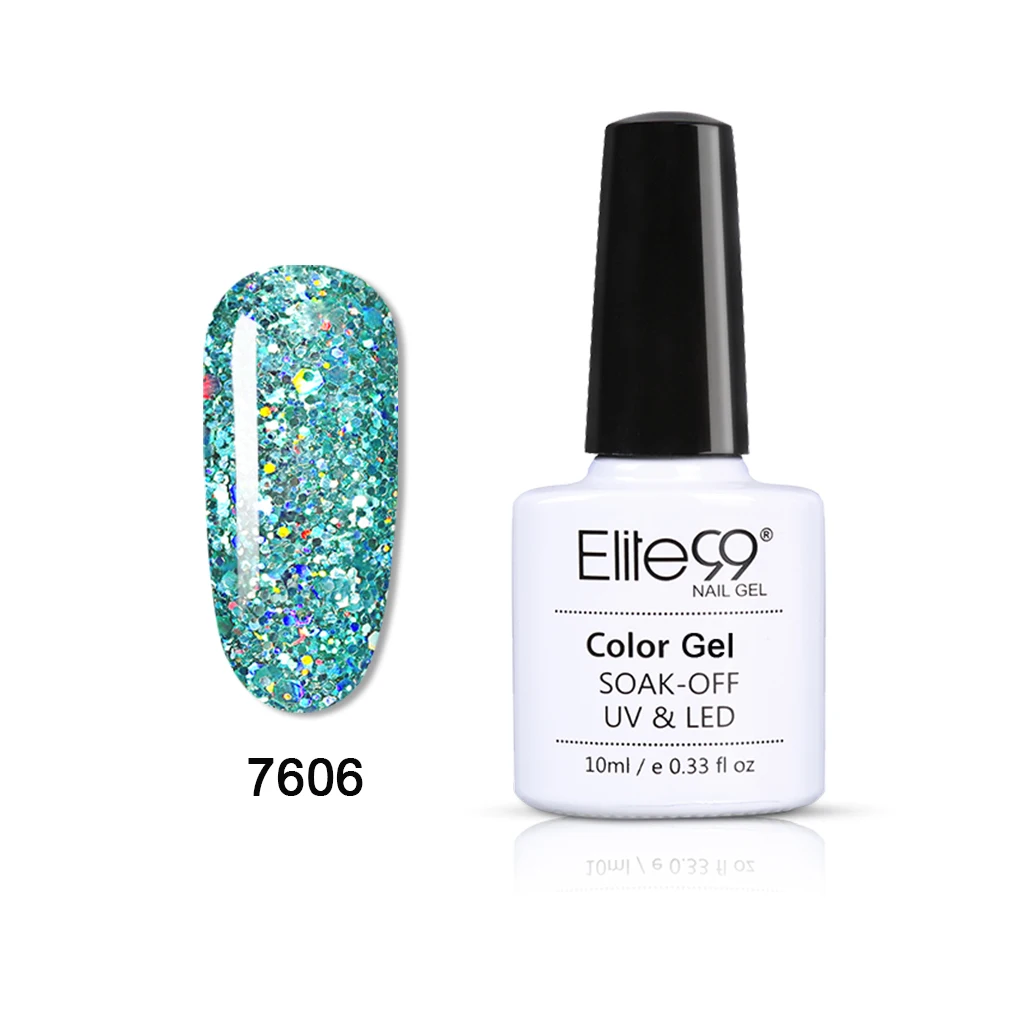 7606 Elite99 10 мл блестки звезда гель для ногтей голографический лак Bling Блеск замачиваемый УФ гель лак Полупостоянный гель лак - Цвет: 7606