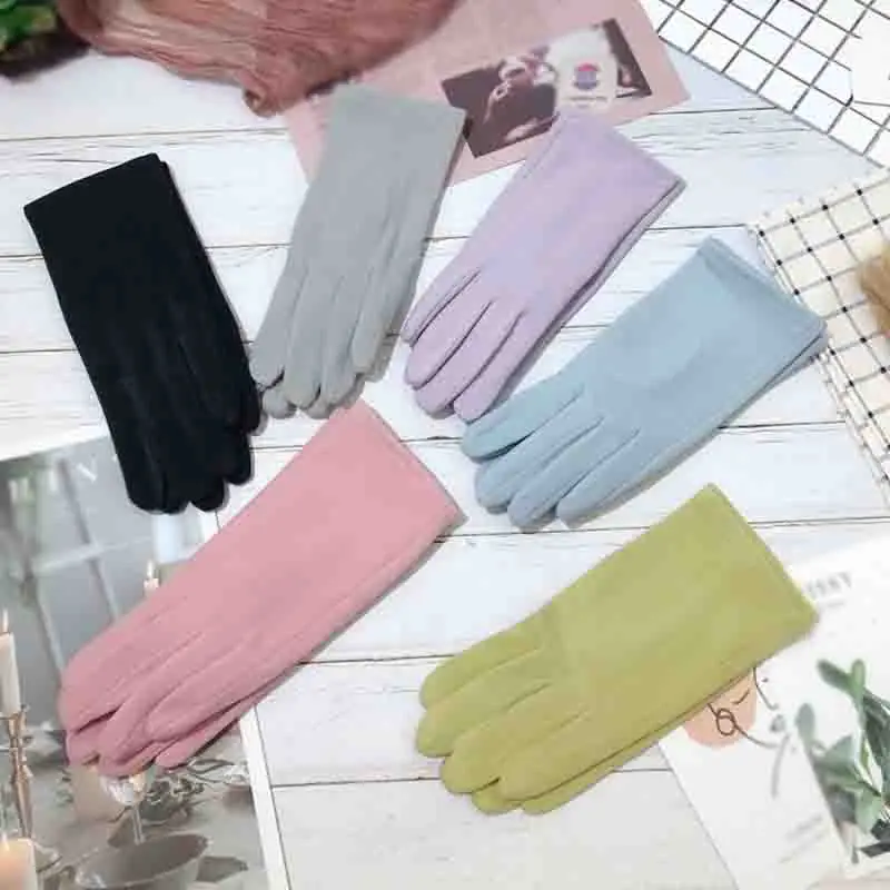 

Women Touch Screen Gloves Winter Warm Full Finger Mittens Solid Color Thin Faux Cashmere Cycling Windproof Driving Female Gloves