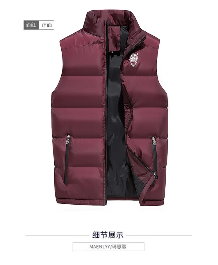 Cross Border New Style MEN'S Coat down Feather Cotton Vest Men's Autumn& Winter Warm Vest Sleeveless Cotton-padded Clothes