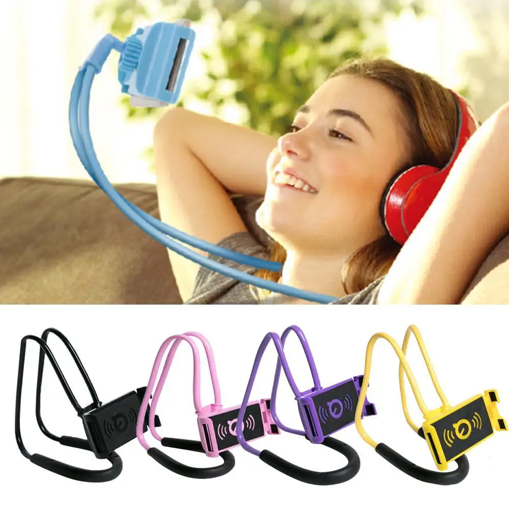 

Universal 360 Degree Rotation Hanging Neck Phone Tablet Holder Bracket Stand