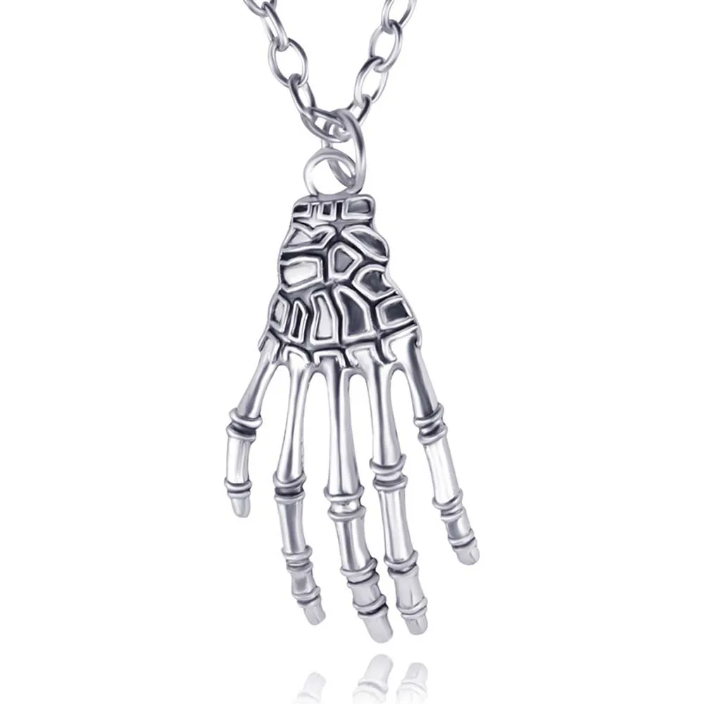

Fashion Skeleton Hand Claw Bone Necklaces Punk Pendant Necklace For Men Women Jewelry Chain Vintage Collare Colar Gothic Chokers