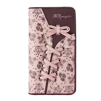 

Shoelace Style Pocket Long Wallet Female Coin Purse Card Holders Clutch Female Wallets Purse Multi-Functional PU Leather Wallets