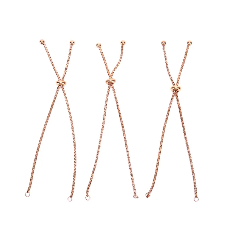 rose gold 3 шт./компл. Нержавеющая сталь Регулируемый слайдер цепи для самостоятельного изготовления ювелирных изделий петли Разъем Подвески Браслеты Материал выводов - Цвет: rose gold