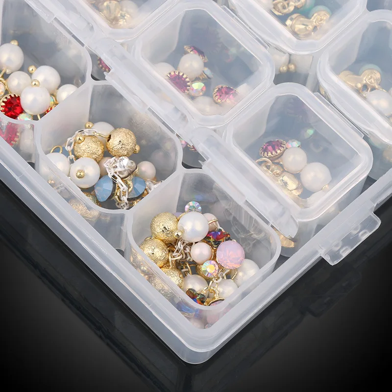 

Empty 28 Grids Plastic Jewelry Container Box Empty Nail Art Rhinestone Glitter Powder Beads Storage Case Pill Organizer
