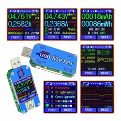 UM25C/UM25 USB 2,0 тип-c цветной ЖК-тестер напряжение измеритель тока Вольтметр