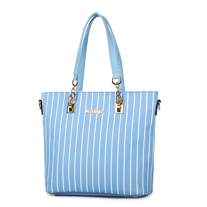 

2016 Summer New Style Stripes Contrast Color Different Size Bags Six Pieces Set Europe And America Fashion Shoulder Oblique Hand