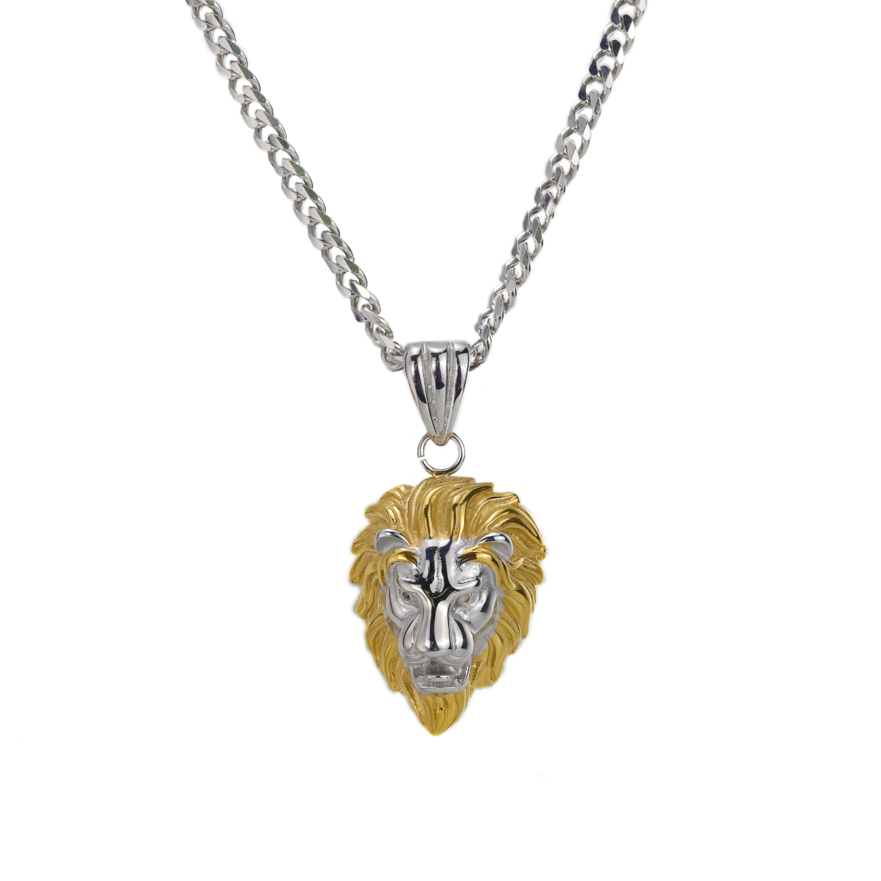 Luxury Hiphop Street style Lion Pendant men Titanium stainless steel Necklace Cuba chain Necklaces Pendants for jewelry | Украшения и