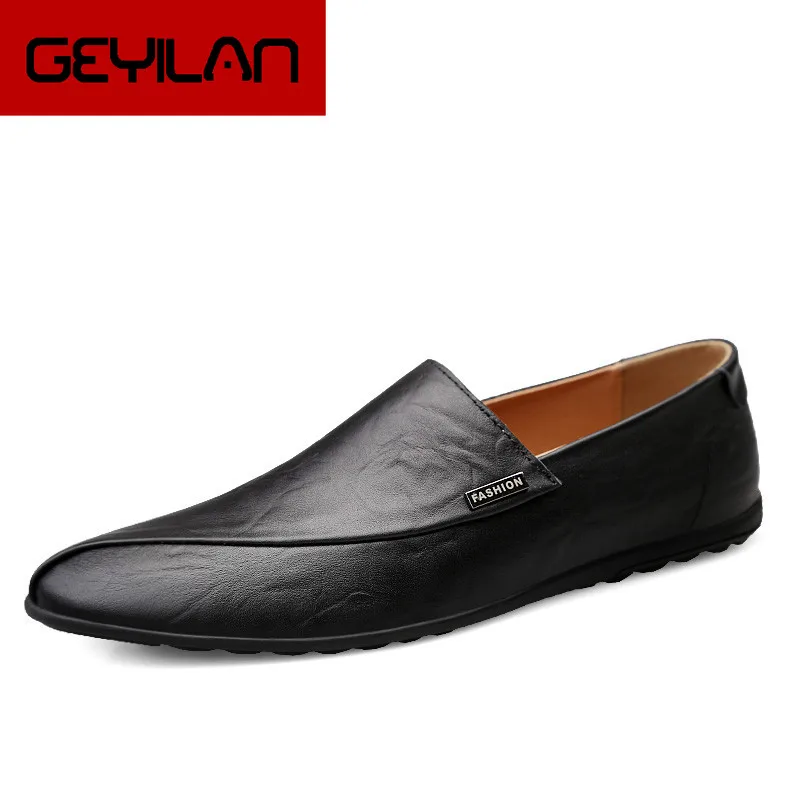 

Men Leather Shoes Fashion Pointed Toe loafers Shoes slip on Light Soft Driving Shoes High Quality Flat Casual Shoes moccasins