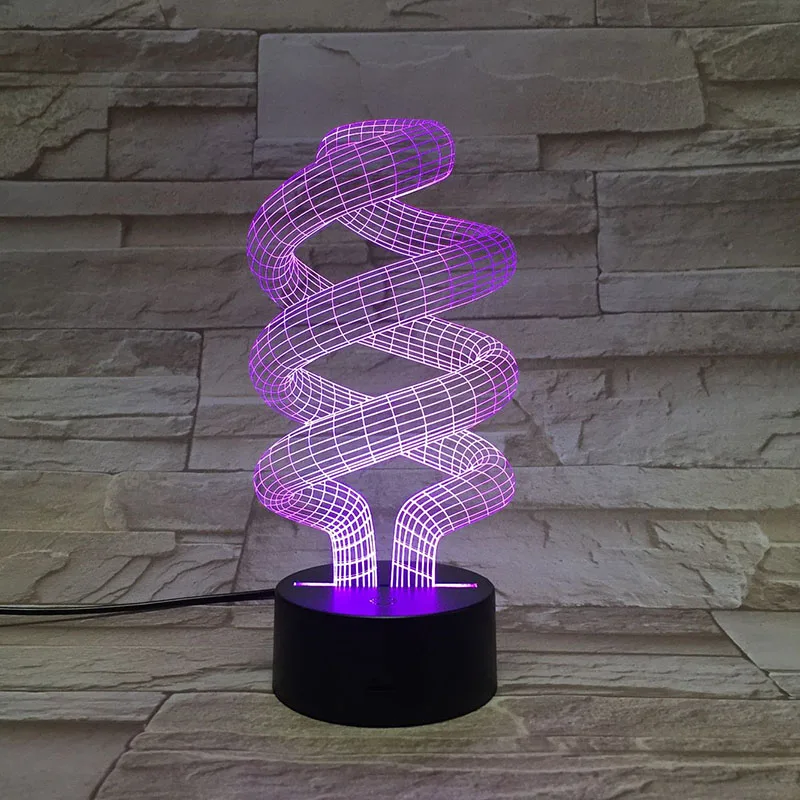 3D лампа ДНК меняющая цвет RGB голограмма новинка освещение гаджет декор для