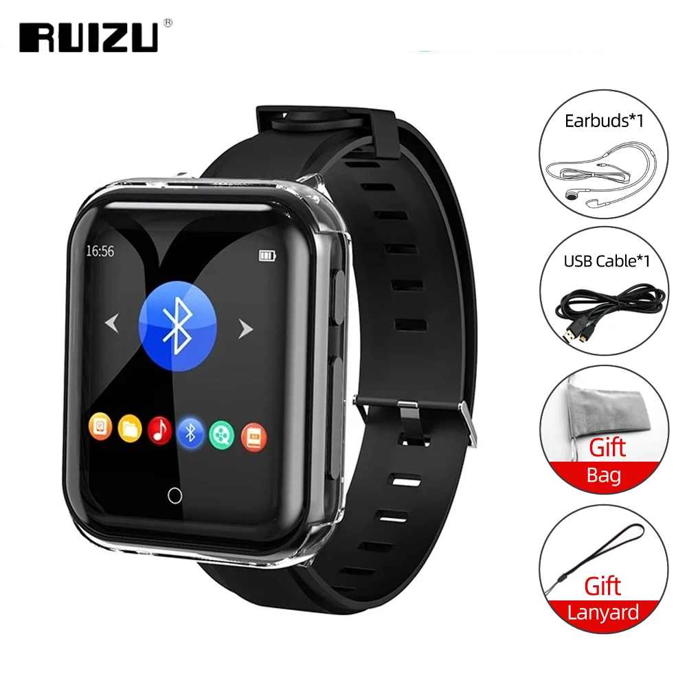 RUIZU M8 MP3 Player With Bluetooth Touch Screen Lossless Wearable Music Player Support FM Radio,Recorder,E-Book,Video,Pedometer