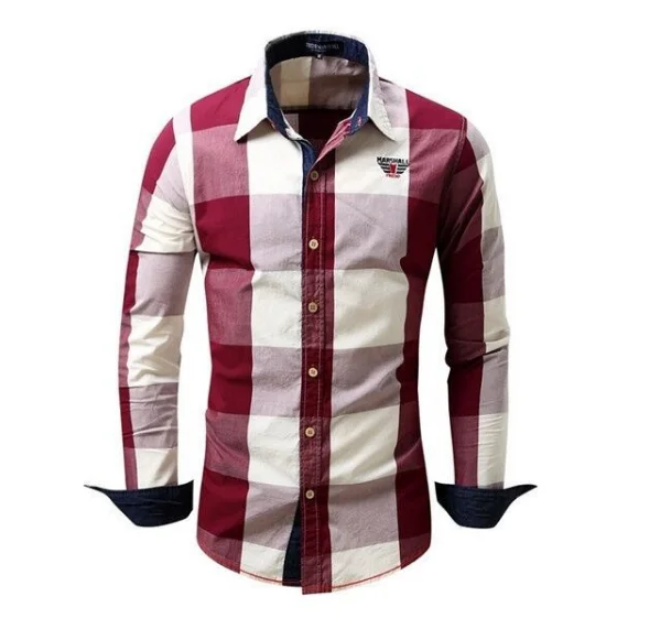 

ZOGAA 2019 Spring Autumn Men Fashion Brand Dyed Plaid Cotton Shirt Men's Long-sleeved Casual Cotton Thick Casual Shirt Hot Sale